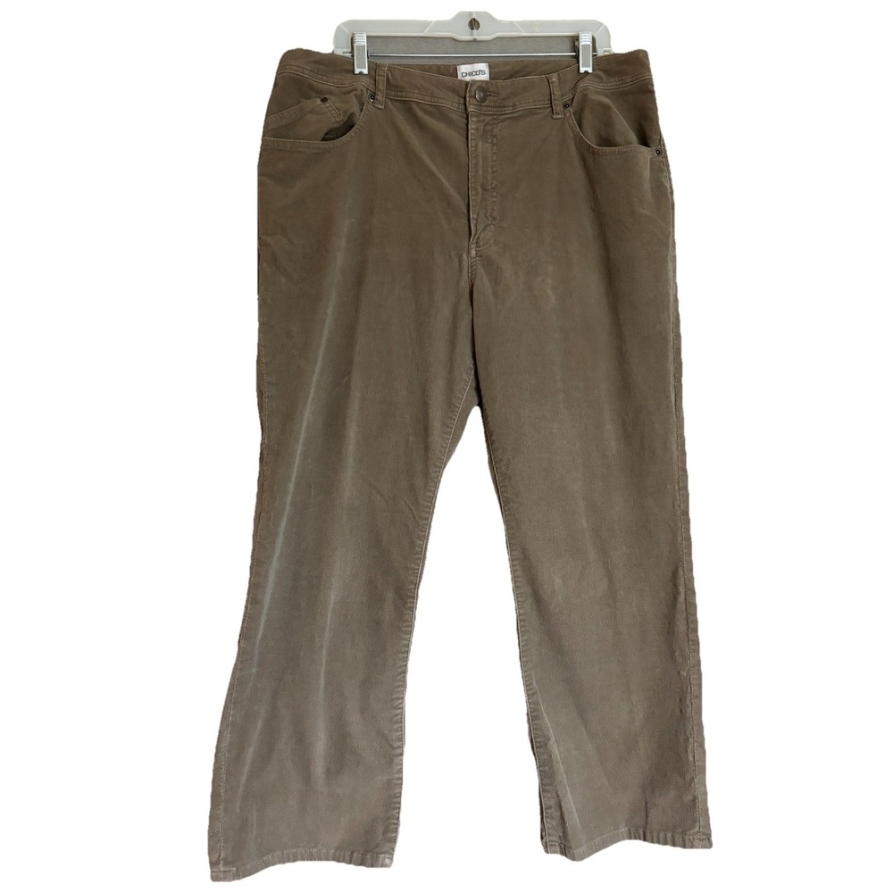 Chico's Corduroy Pants Short Womens Sz 3 US XL Straight Leg Stretch Cropped